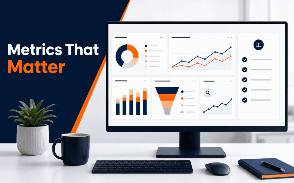 Featured image showing a premium digital marketing analytics dashboard with the label Metrics That Matter.