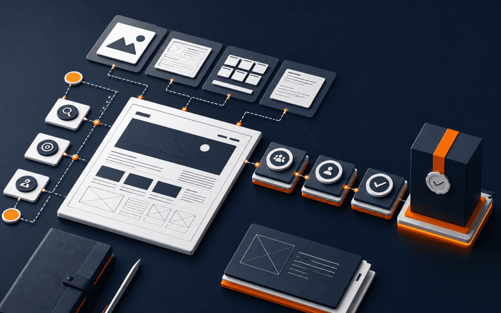 Featured image showing a website scope workflow connecting discovery, deliverables, review, acceptance, and handoff.